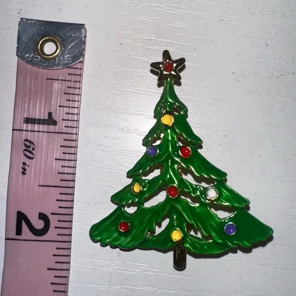 Enameled Christmas Tree Brooch - Picture 4 of 5